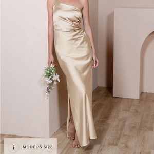 Revelry Gold Champagne Satin Dress Size 10